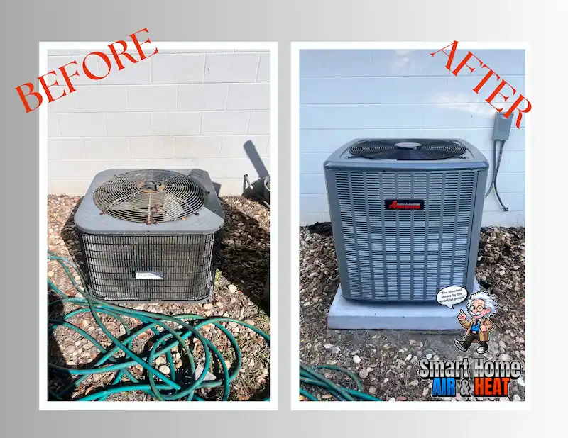 AC Unit Before and After Cleaning.
