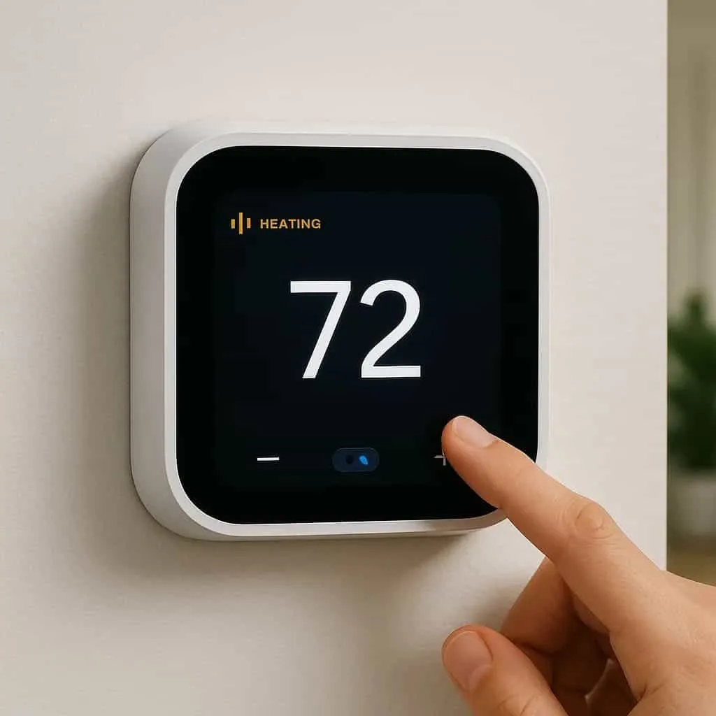 Modern smart thermostat displaying 72°F — Smart Home Air & Heat Orlando