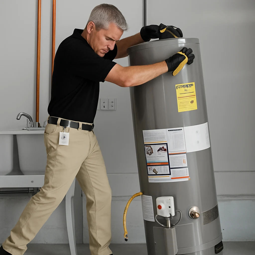 Chris Elsis, owner of Smart Home Air and Heat, installing a water heater in Orlando FL