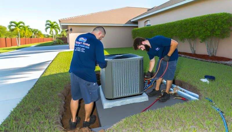 Smart Home Air & Heat crew installing new AC system in Seminole County
